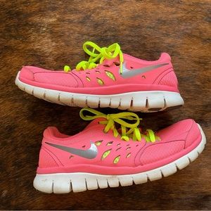 Nike Free Run Neon Pink & Neon Yellow Girls Sneakers Running Shoes